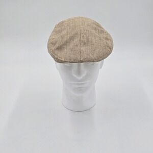 Stetson Flat Cap Tan Herringbone Linen Blend Gatsby Newsboy‎ Hat Men